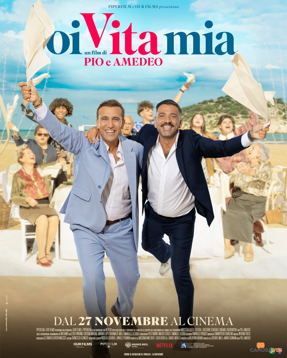 Lino Banfi con Pio e Amedeo nel film “Oi vita mia”