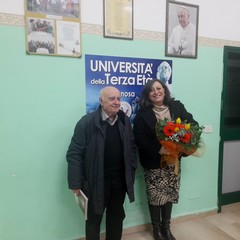 Architetto Sabina Lenoci all'UTE Canosa con il Presidente Sabino Trotta
