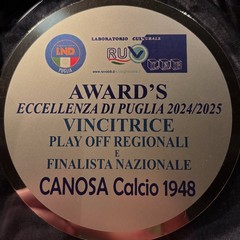 Canosa Calcio premiato al Gran Galà dell’Eccellenza Pugliese