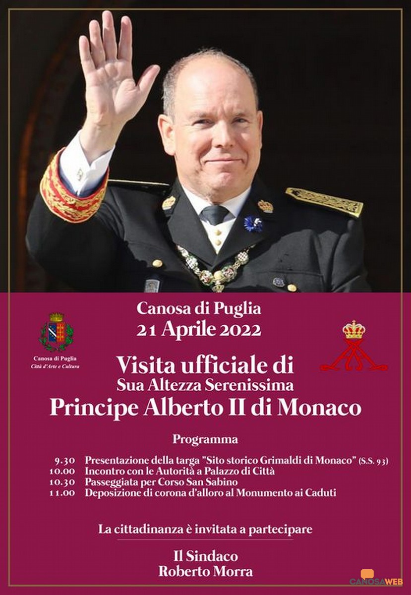 A Canosa il Principe Alberto II di Monaco