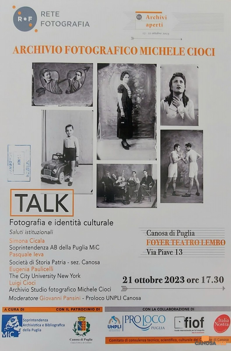 Canosa: “Talk-Fotografia e identità culturale” Archivio Fotografico Michele Cioci