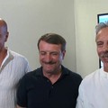 Aldo, Giovanni e Giacomo sul set del film  "Odio l'estate "